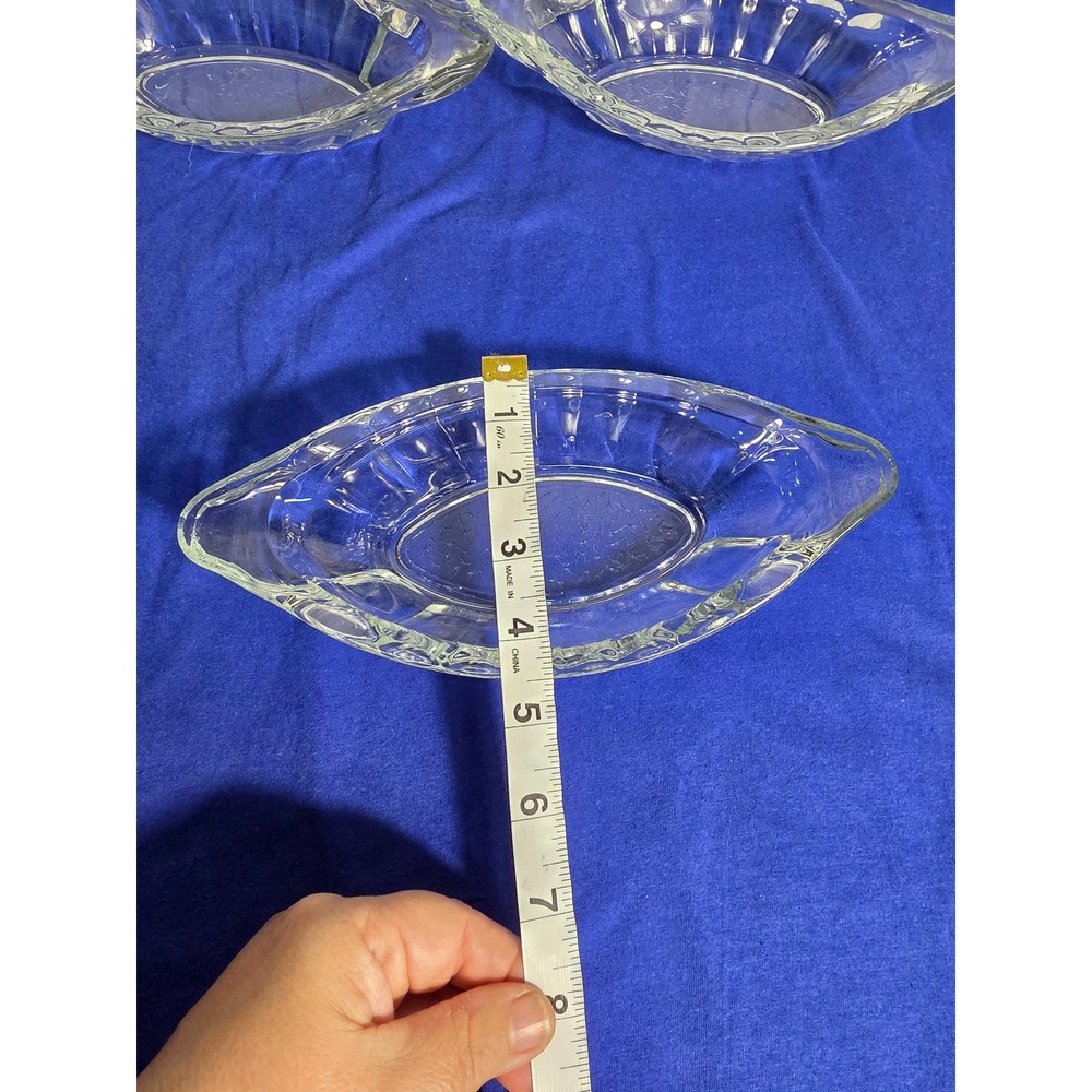 Vintage Clear Pressed Glass Banana Split Boat Ice Cream Sundae Dishes Set of 4 - Picture 11 of 13